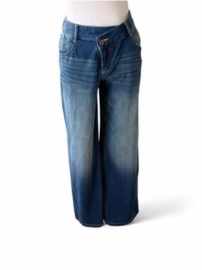 HALARA Faded Blue Wide-Leg Denim Jeans